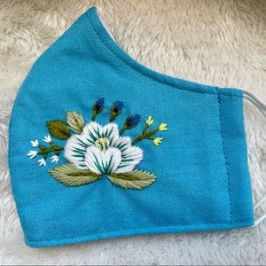 Pure Linen face mask - hand embroidered
